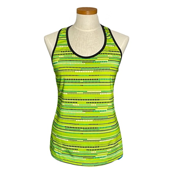 Xersion Neon Lime Green Geometric Racerback Athletic Pullover Tank Top SzM - Picture 1 of 8